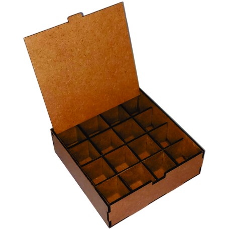Box with divider and lid 15x15x5cm