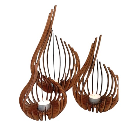 Spiral wood tea light holder
