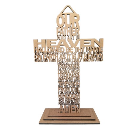 Wood cross the LORD's prayer - transparent