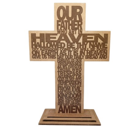Wood cross the LORD's prayer - transparent