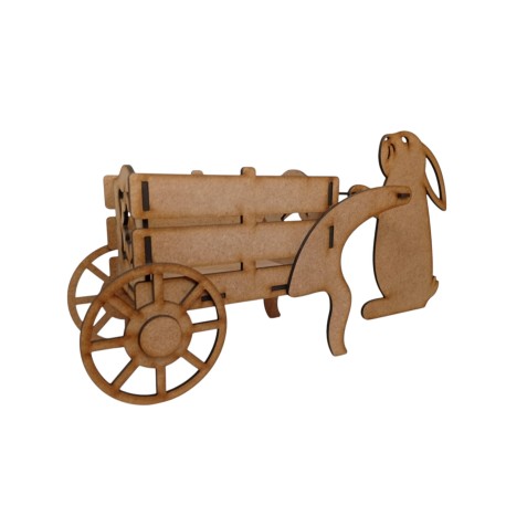 Easter bunny pushing cart