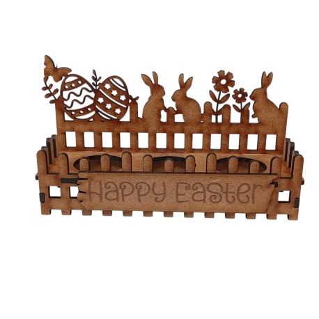 Easter bunny 3 egg stand with fence