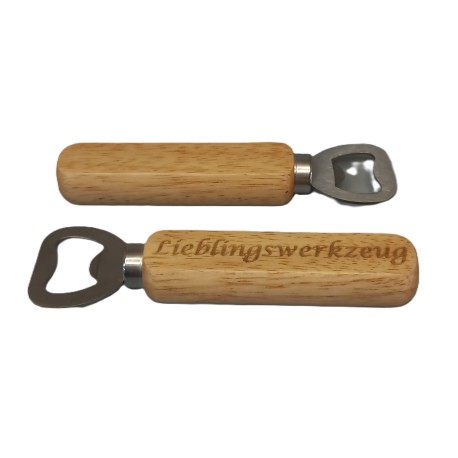 Wood handle bottle opener - (engraved)