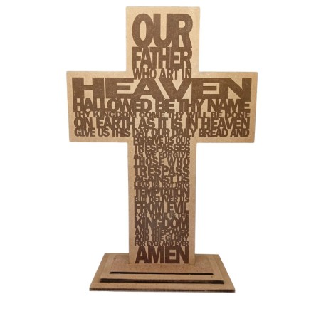 Wood cross the LORD's prayer - transparent